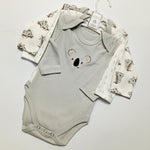 Pack of 3 Long Sleeve Bodysuits - Gray