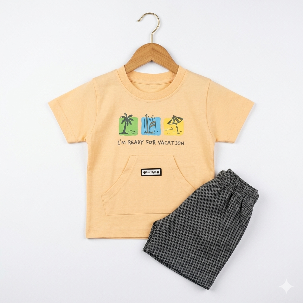 T-Shirt & Nicker - Vacation - Peach