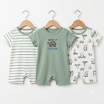 Short Leg Rompers - Green - Cartoon
