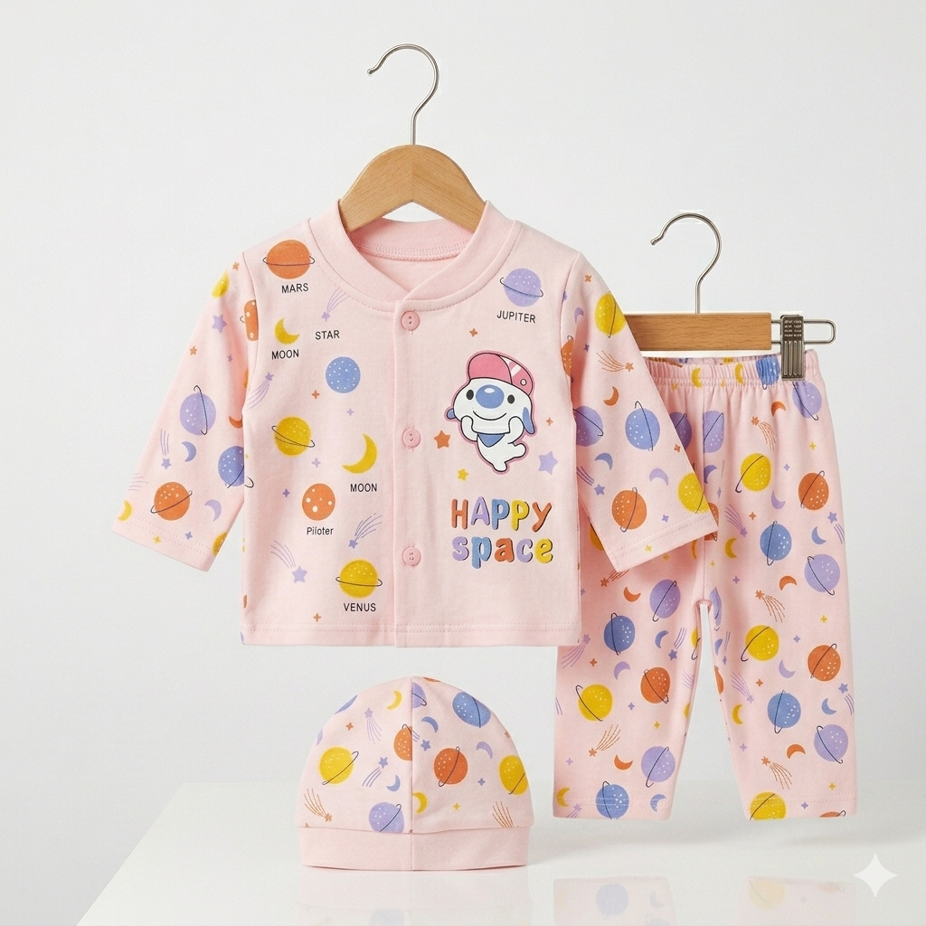 3-Piece Baby Shirt & Trouser - Pink