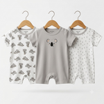 Short Leg Rompers - Gray - Cartoon