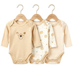 Pack of 3 Long Sleeve Bodysuits - Brown