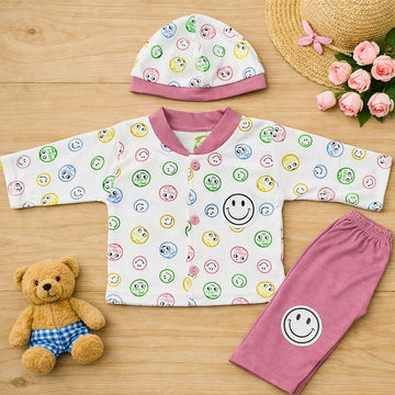 3-Piece Baby Shirt & Trouser - Pink