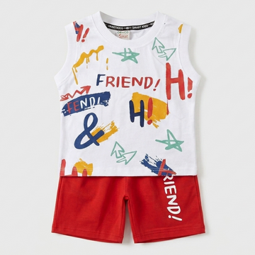Sleeveless Shirt & Nicker- Friend - Red