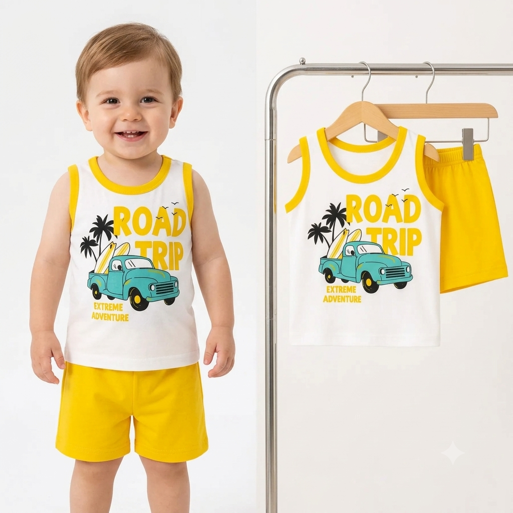 Cotton Jersey Sando & Short - Road Trip