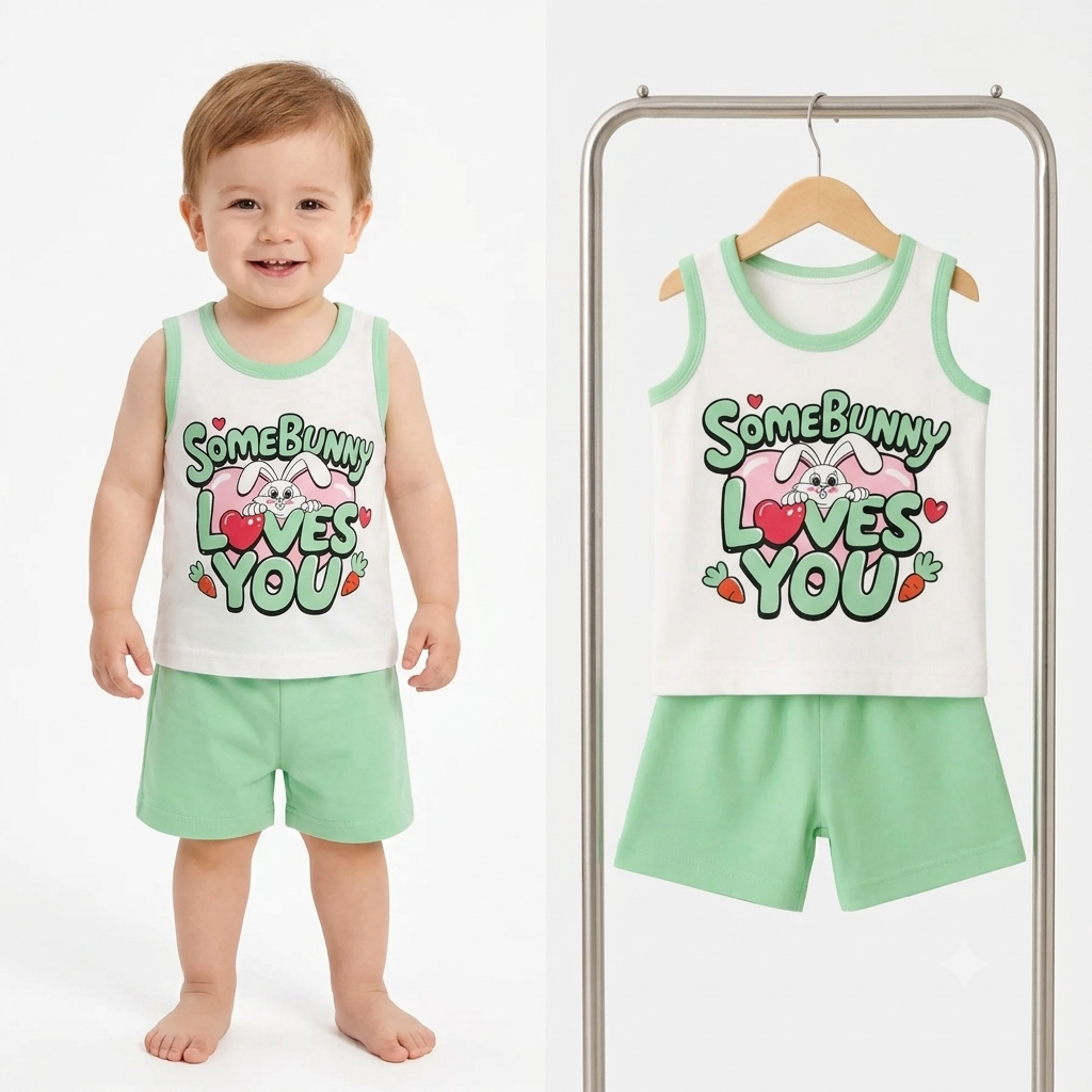Cotton Jersey Sando & Short - Love
