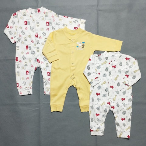 SB - Pack of 3 Romper - Animal Yellow - R2401