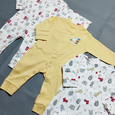 SB - Pack of 3 Romper - Animal Yellow - R2401