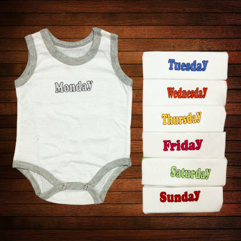 SB - Pack of 7 Sleeve Less Bodysuits - B2405