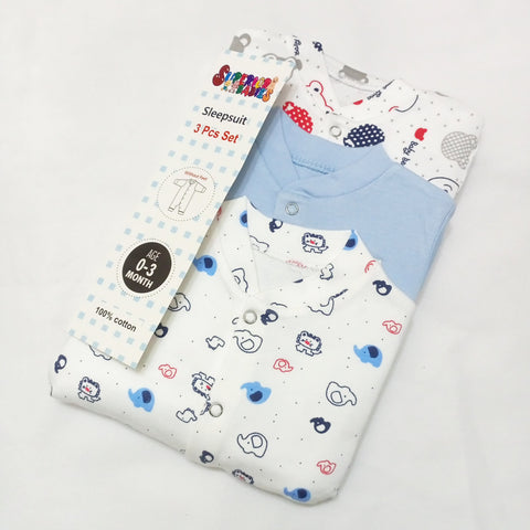 SB - Pack of 3 Sleep Suits - Blue Bears
