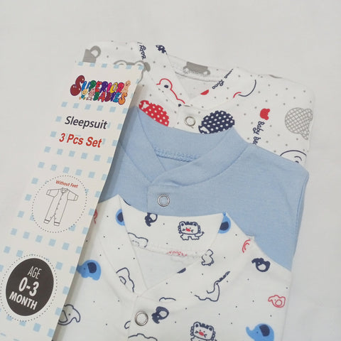SB - Pack of 3 Sleep Suits - Blue Bears
