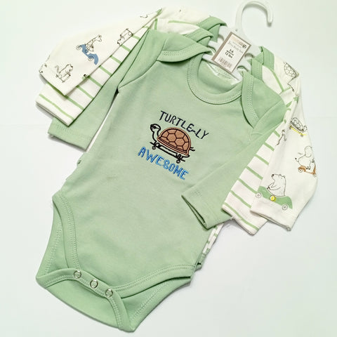 Pack of 3 Long Sleeve Bodysuits - Green