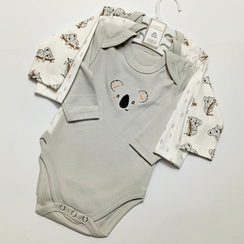 Pack of 3 Long Sleeve Bodysuits - Gray
