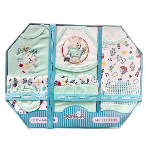 Newborn Baby 9 Pieces Gift Set - Love Green
