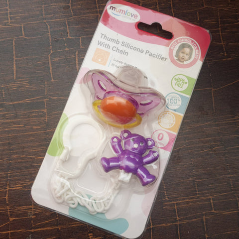 Mumlove Silicone Pacifier With Chain - Purple