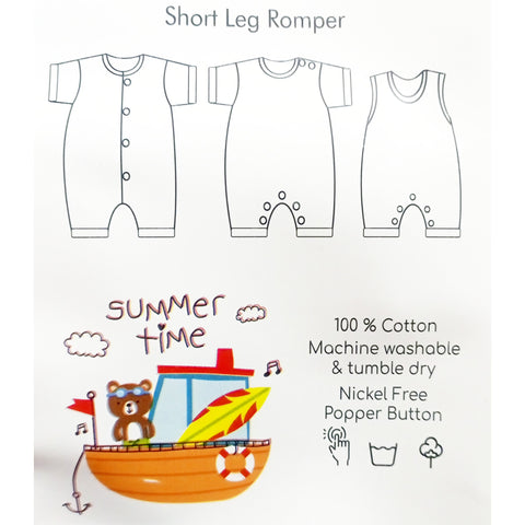 Pack of 3 Short Leg Romper - Love