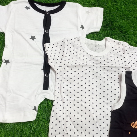 Pack of 3 Short Leg Romper - Stars & Elephant