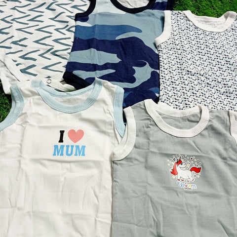 Pack of 5 Sleeve Less Bodysuits - D