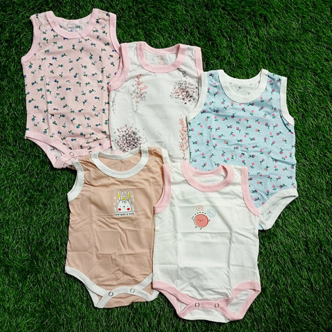 Pack of 5 Sleeve Less Bodysuits - D