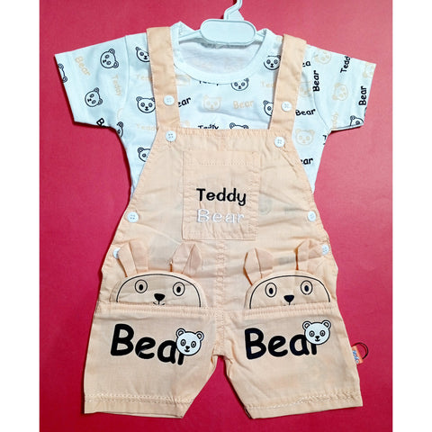 Baby Romper - Teddy Bear - Peach