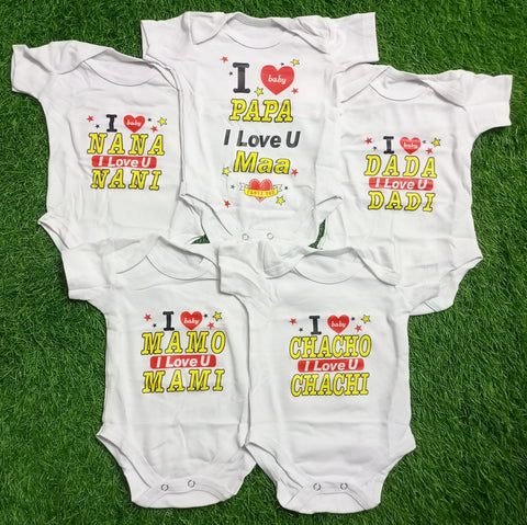 Pack of 5 Bodysuits - White - Love Family
