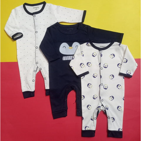 Pack of 3 Sleep Suits - Blue Penguin