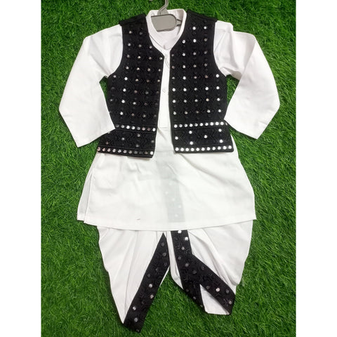 3-Piece Set - Dhoti, Kurta & Waistcoat