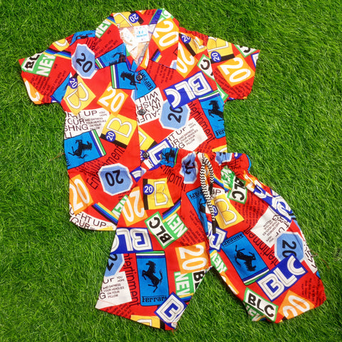 Kids Short & shirt - Multi Design Red