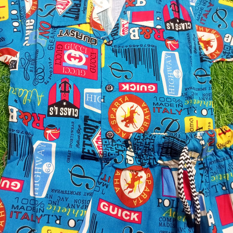 Kids Short & Shirt - Blue - Design