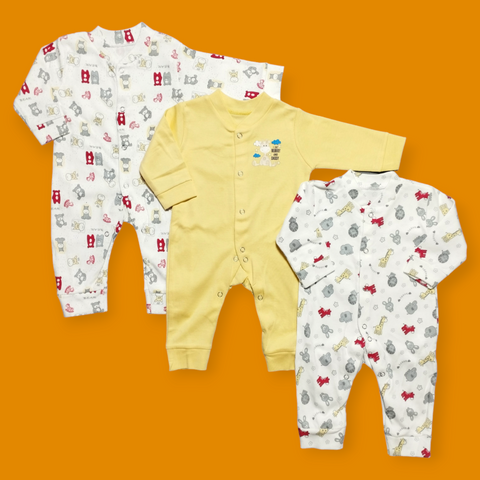 SB - Pack of 3 Romper - Animal Yellow - R2401