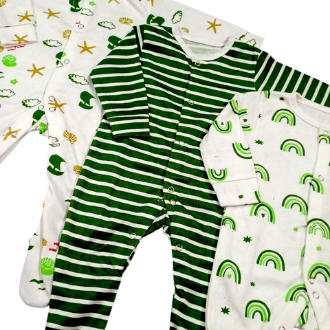 Winter - Pack of 3 Romper - Green Lining