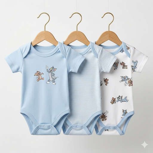 Pack of 3 Half Sleeve Bodysuits - Tom and Jerry