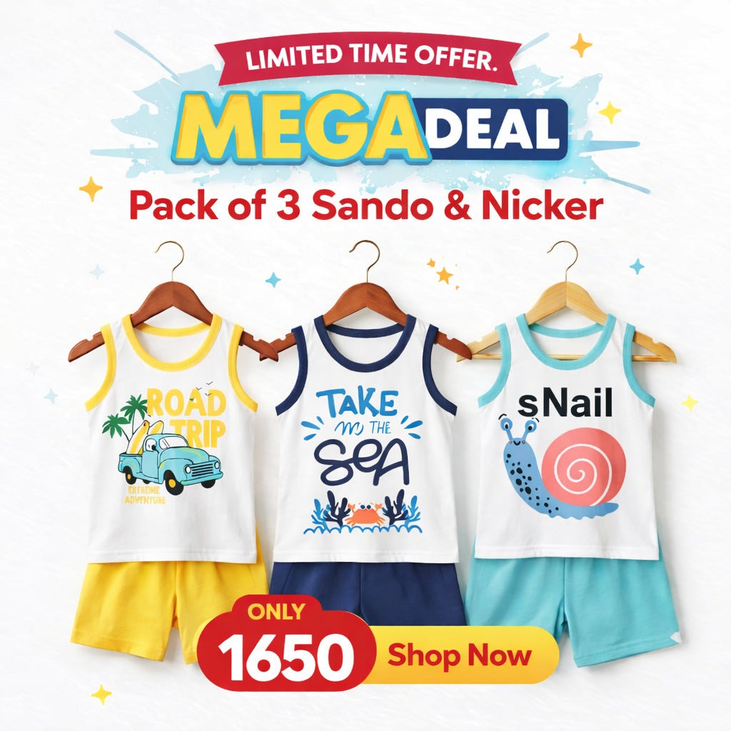 Pack of 3 - Cotton Jersey Sando & Short