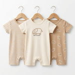 Short Leg Rompers - Brown - Elephant